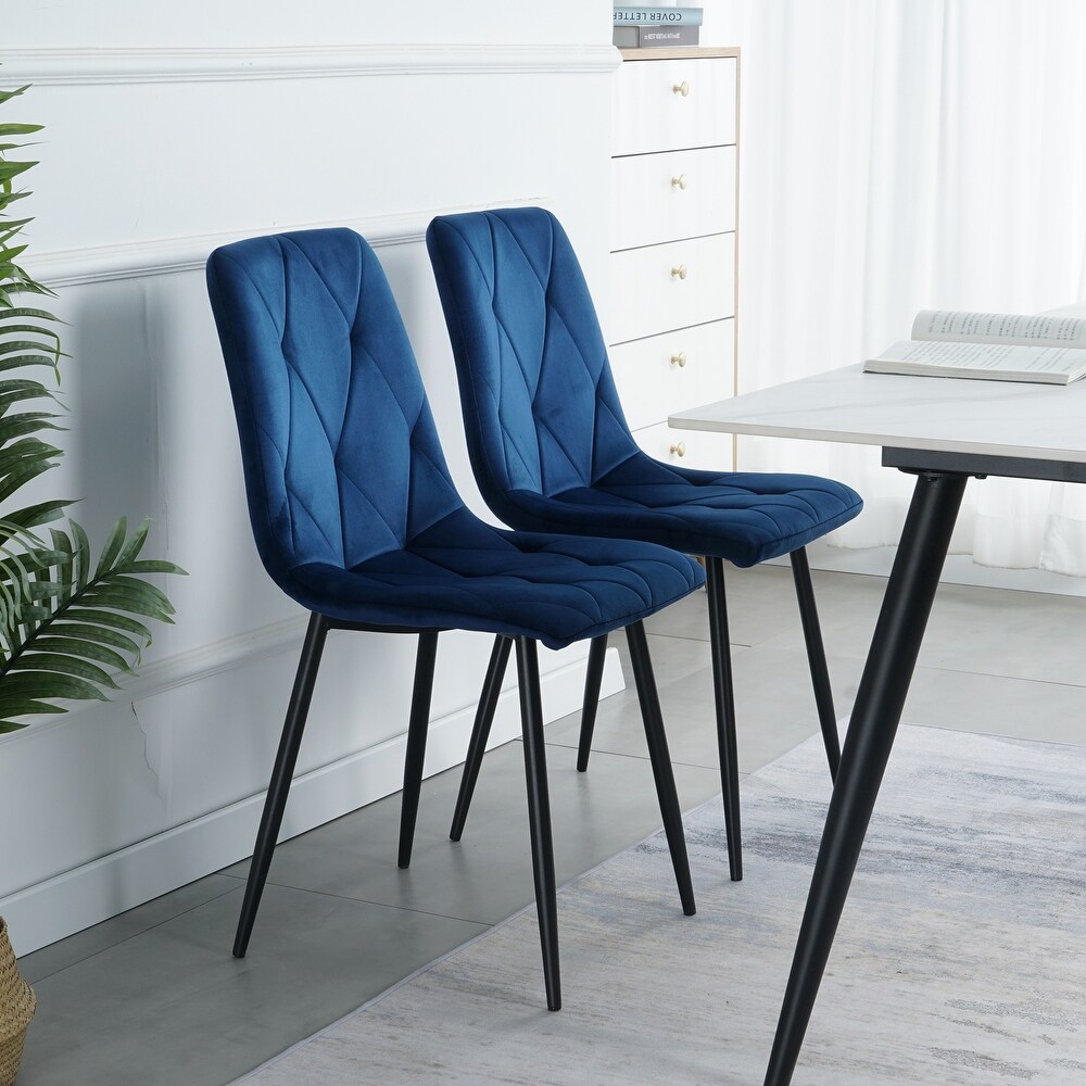 Indoor Velvet Dining Chair Blue Set of 4