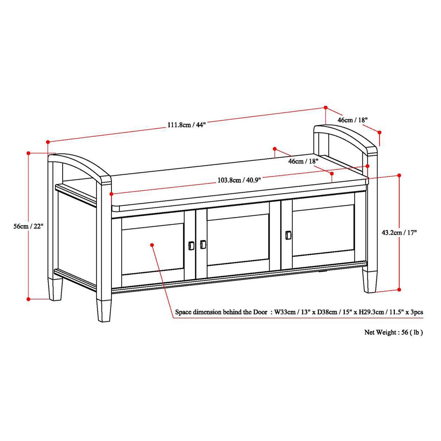 Simpli Home Warm Shaker Storage Bench