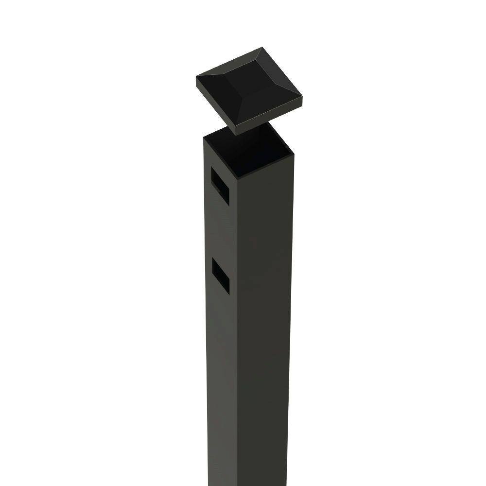 FORGERIGHT Vinings 2 in. x 2 in. x 6 ft. Black Aluminum Fence EndGate Post with Flat Cap 862293