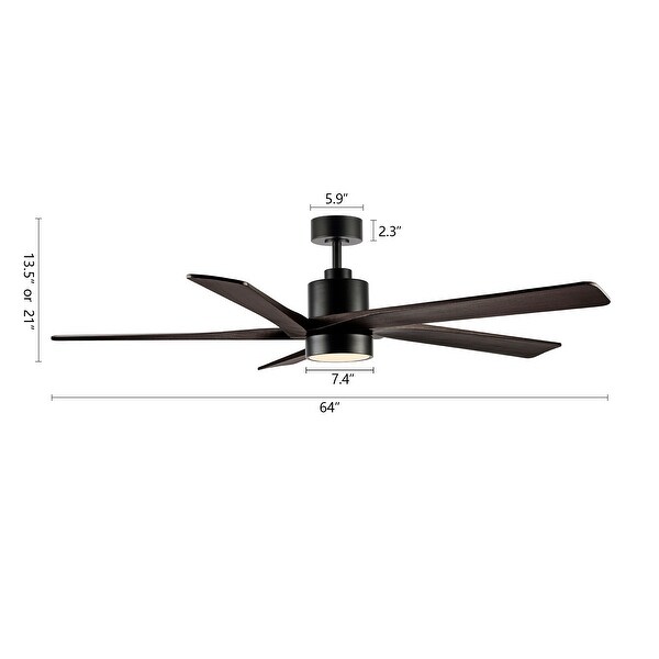 WINGBO 64 Inch DC Ceiling Fan with Lights and Remote Control， 5 Reversible Carved Wood Blades - N/A Shopping - The Best Deals on Ceiling Fans | 40094819