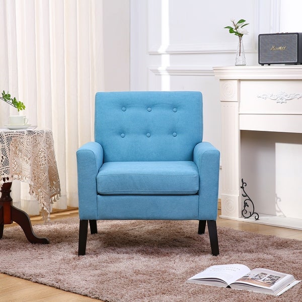 Button Tufted Upholstered Arm Chairs Comfy Reading Accent Chairs Sofa with Resilient Sponge Cushions， for Living Room， Bedroom