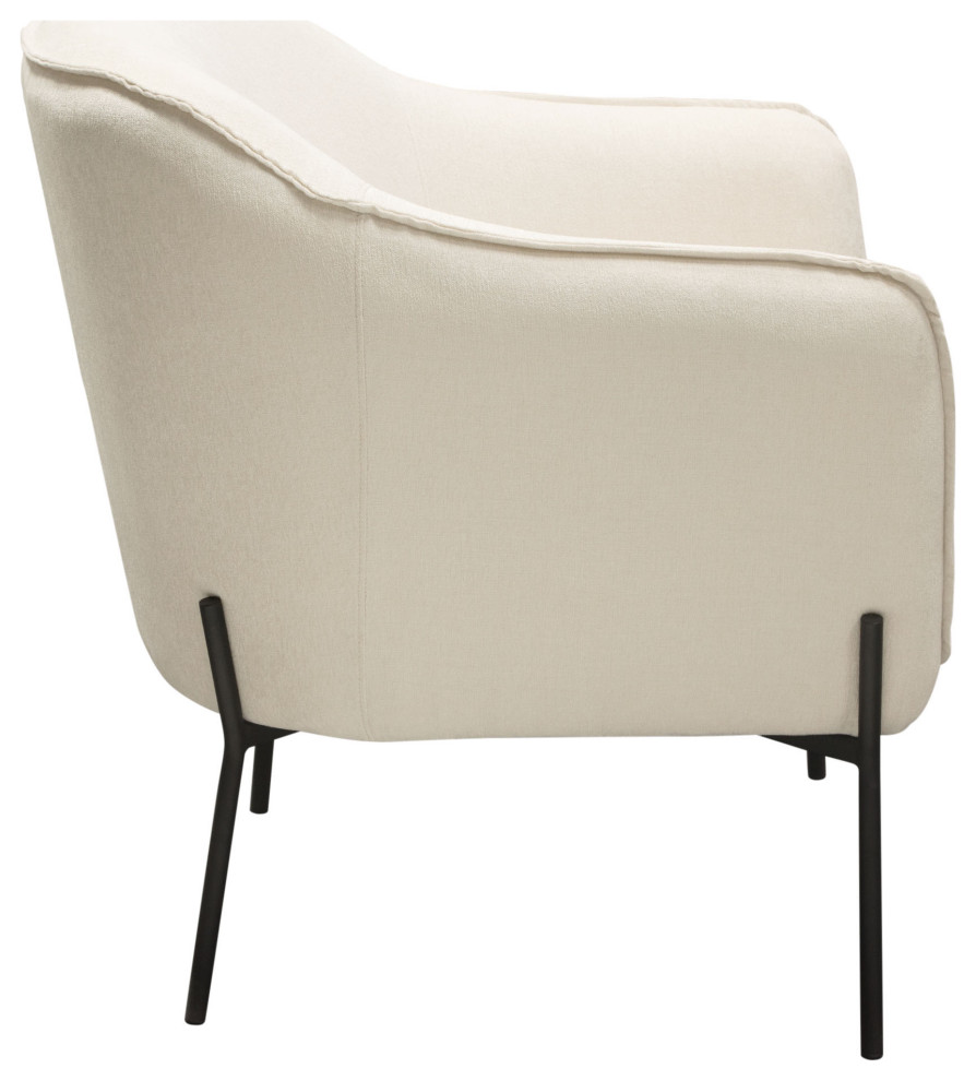 Status Accent Chair  Cream Fabric With Black Powder Coated Metal Leg   Midcentury   Armchairs And Accent Chairs   by Timeout PRO  Houzz