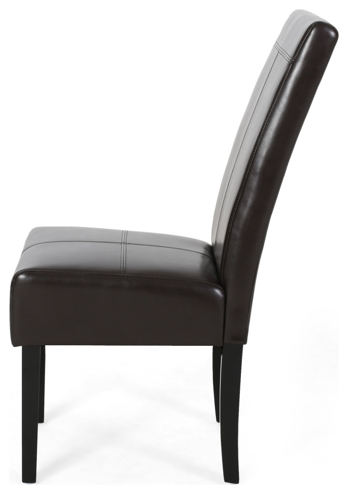 GDF Studio Percival T stitched Chocolate Brown Leather Dining Chairs   Transitional   Dining Chairs   by GDFStudio  Houzz