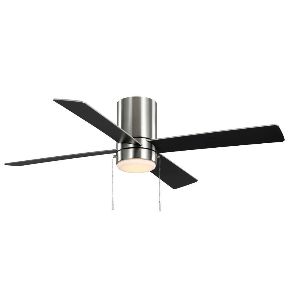 Hampton Bay Scenic 52 in. Integrated LED Indoor Brushed Nickel Hugger Ceiling Fan with Reversible Motor  Reversible Blades Included 92302