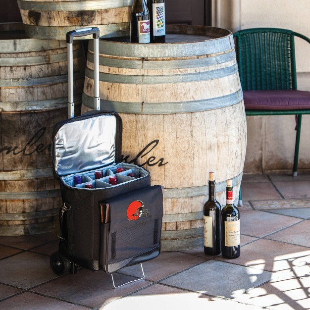 Nfl Cleveland Browns Cellar Six Bottle Wine Carrier And Cooler Tote With Trolley