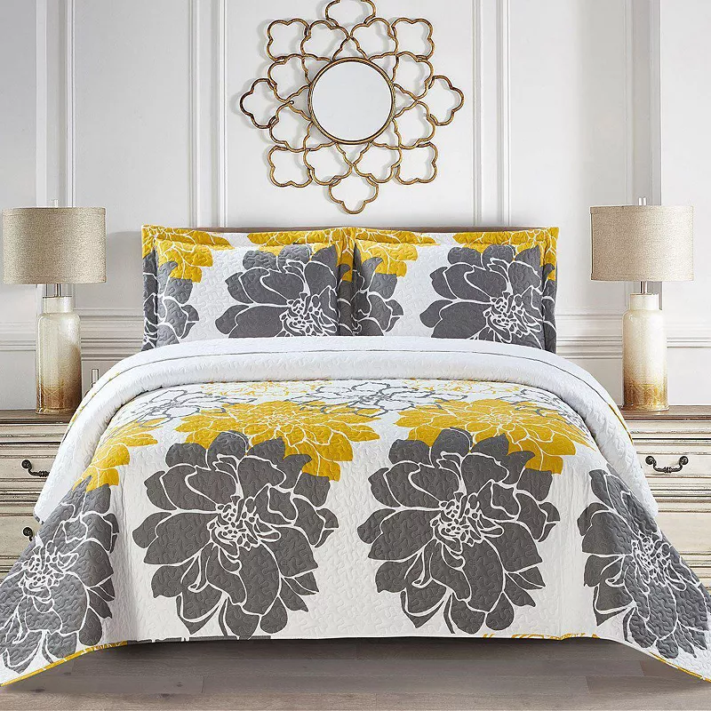 Helena Gold Reversible Quilt Bedspread Set