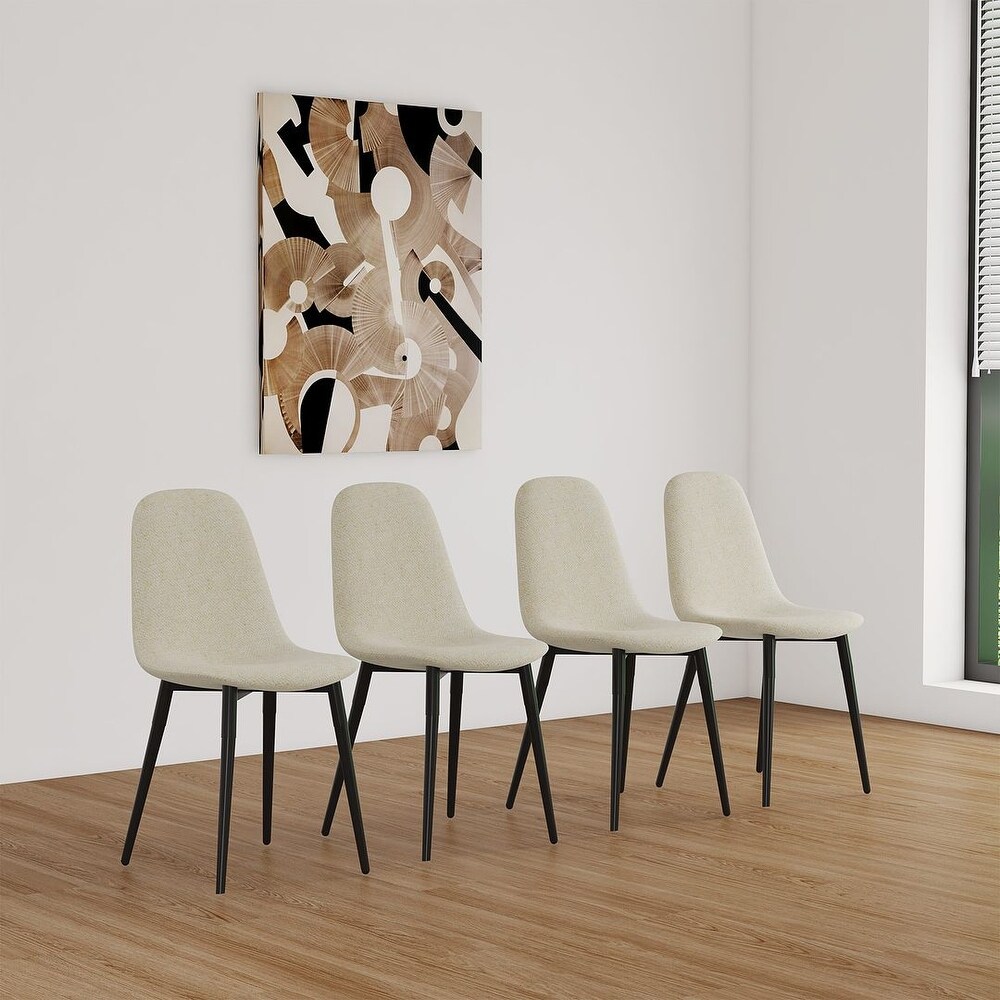 Modern Linen Upholstered Dining Chairs Set of 4