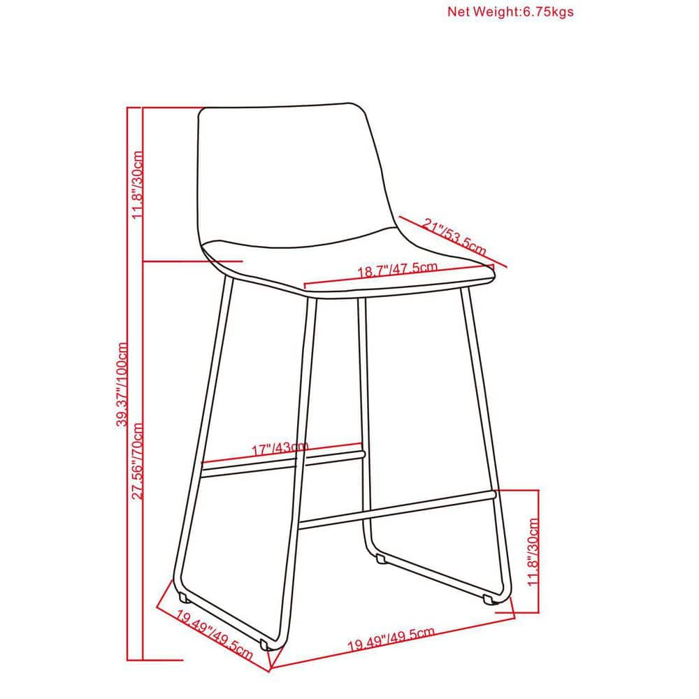 Simpli Home Warner 39.4 in Height Bar Stool (Set of 2) in Distressed Brown Faux Leather AXCWARBS-DBR