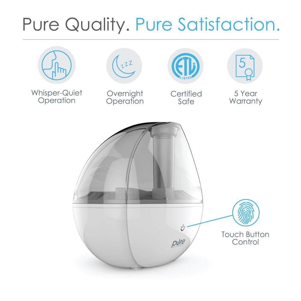 Pure Enrichment Ultrasonic Cool Mist Humidifier with Optional Night Light for the Bedrooms Offices and More Home PEHUMSIL