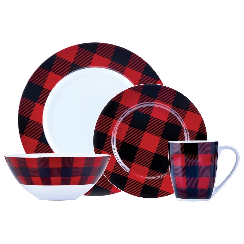 Dinnerset 16PC Buffalo Plaid Red/Black   11\