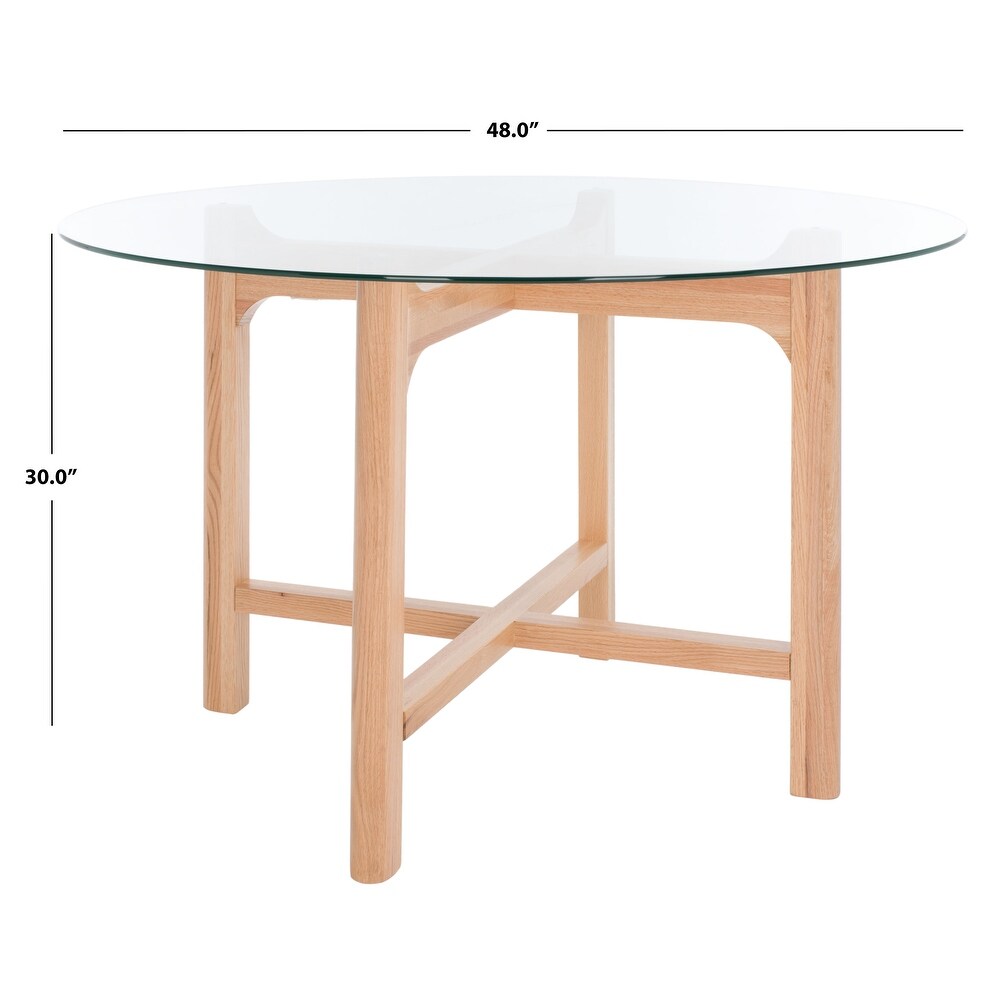 SAFAVIEH Couture Ruthanne Solid Wood/Tempered Glass Round Dining Table   48 in. W x 48 in. D x 30 in. H