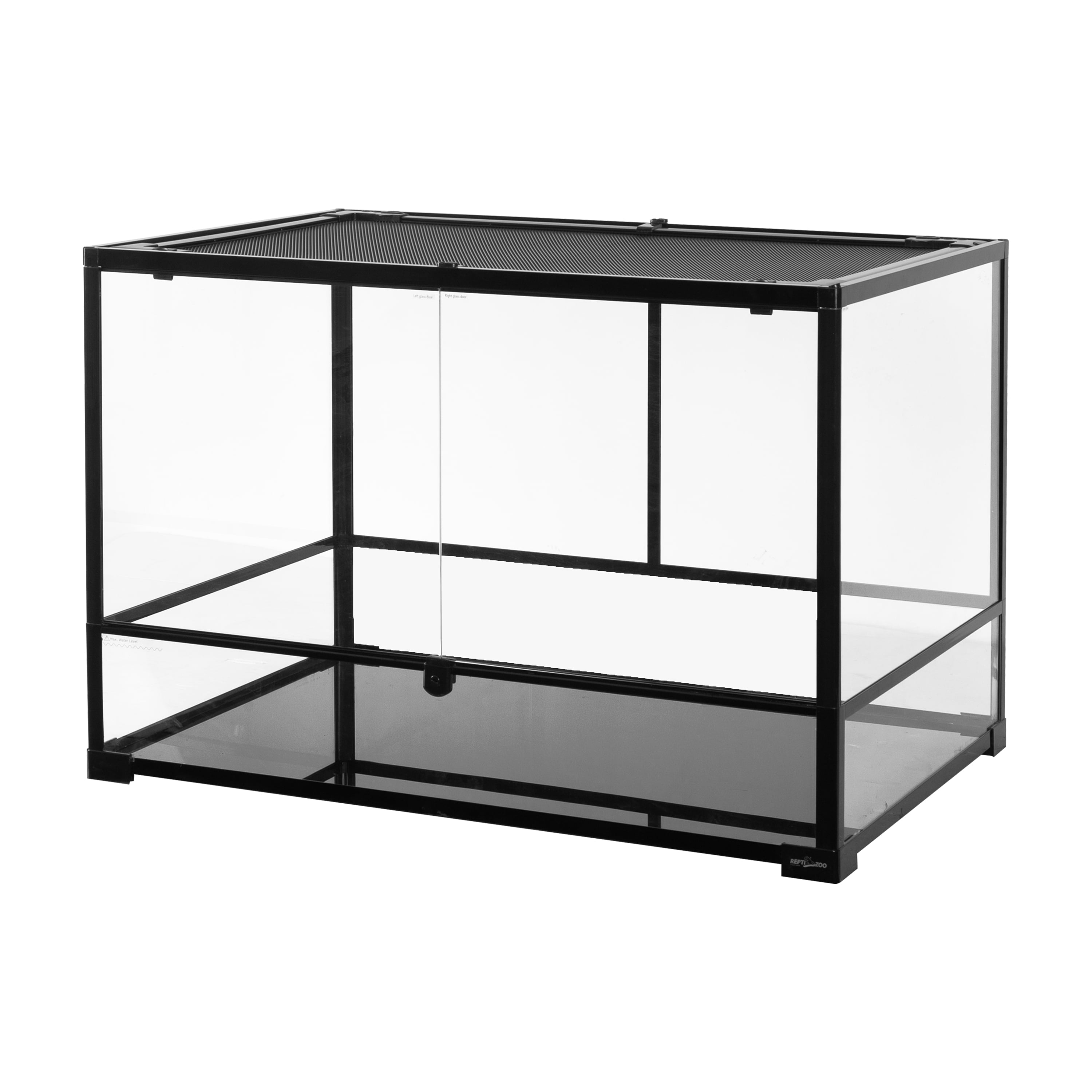 REPTI ZOO Reptile Full Glass Terrarium，  Front Sliding Glass door with Double Top Covers， Large Tank 36