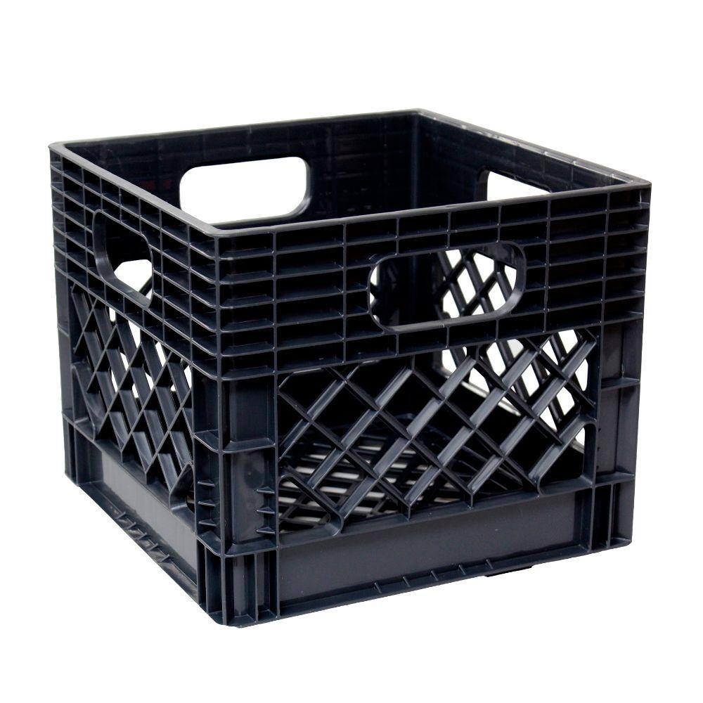 GSC Technologies 11 in. x 13 in. x 13 in. Black Milk Crate MC131311-002