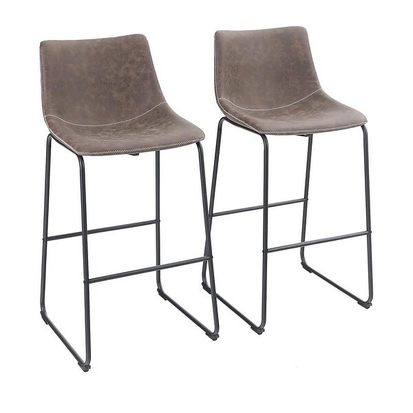 PHI VILLA Square PU Leather Counter Height Kitchen Bar Stools with Back， Set of 2