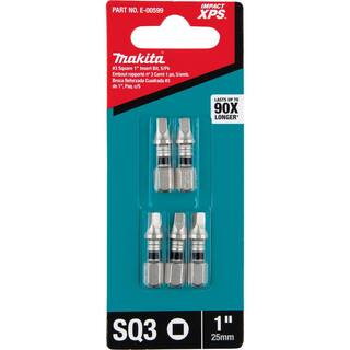 Makita Impact XPS #3 Square 1 in. Insert Bit 5-Pack) E-00599