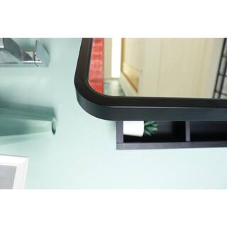 20 in. W x 28 in. H Rectangular Black Metal Framed Wall RecessedSurface Mount Bathroom Medicine Cabinet with Mirror GM-H-898