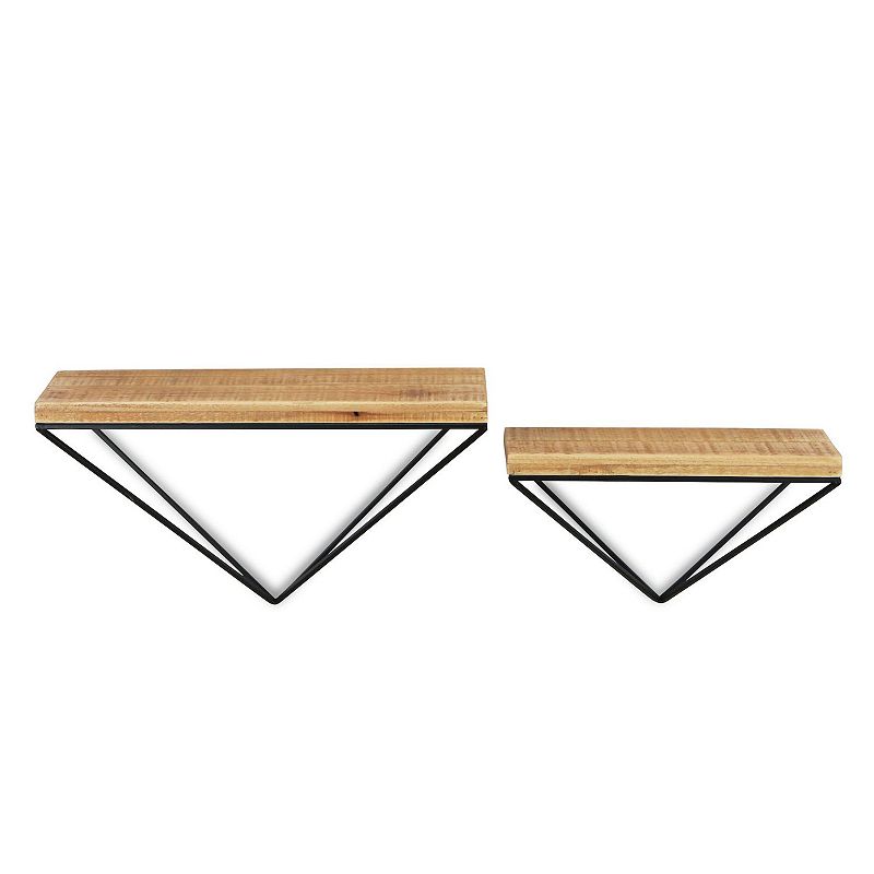 Set of 2 Brown and Black Contemporary Urban Style Wall Shelves 15.75