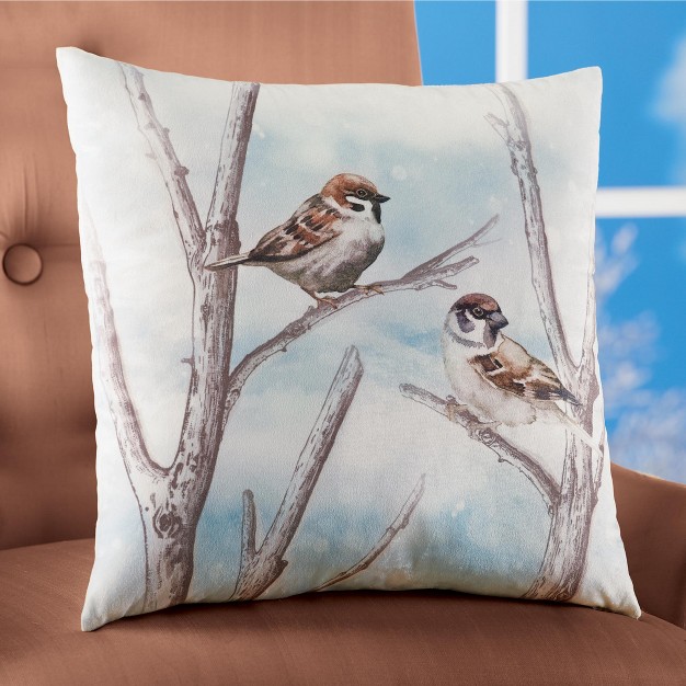 Collections Etc Beautiful Birds Removable Cover Accent Pillow 16 X 16 X 1