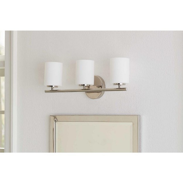 Progress Lighting Replay Collection 3 light Bath Vanity In Textured Black Porcelain Material Up down Mounting Shade Included