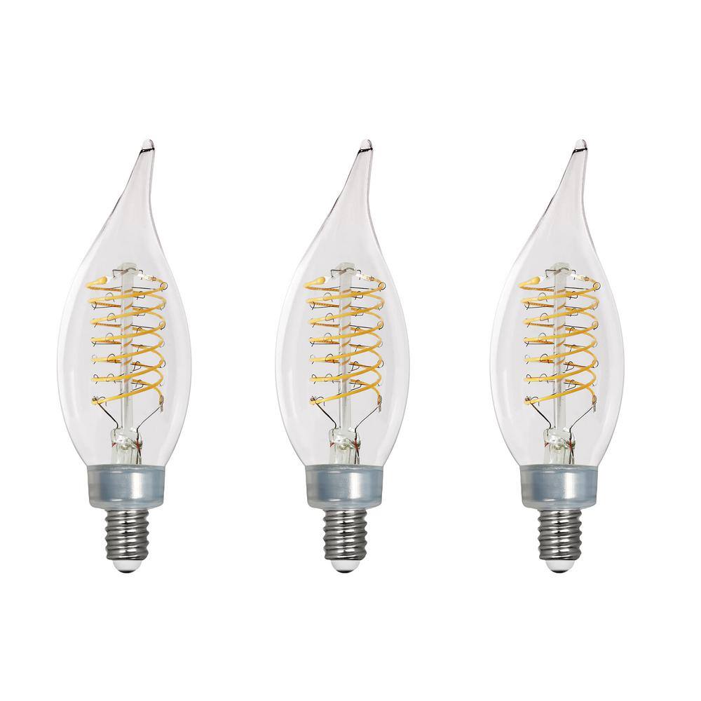 EcoSmart 60-Watt Equivalent BA11 Dimmable E12 Candelabra Fine Bendy Filament LED Vintage Edison Light Bulb Daylight (3-Pack) BA11C7E12850S