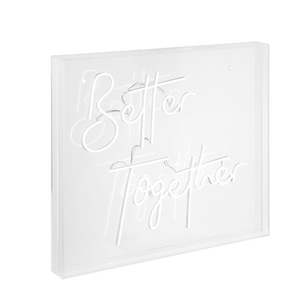 X 20 quot Better Together Contemporary Glam Acrylic Box Usb Operated Led Neon Light White Jonathan Y