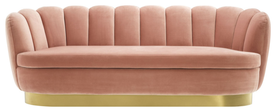 Blush Velvet Scalloped Sofa  Eichholtz Mirage   Contemporary   Sofas   by Oroa   Distinctive Furniture  Houzz