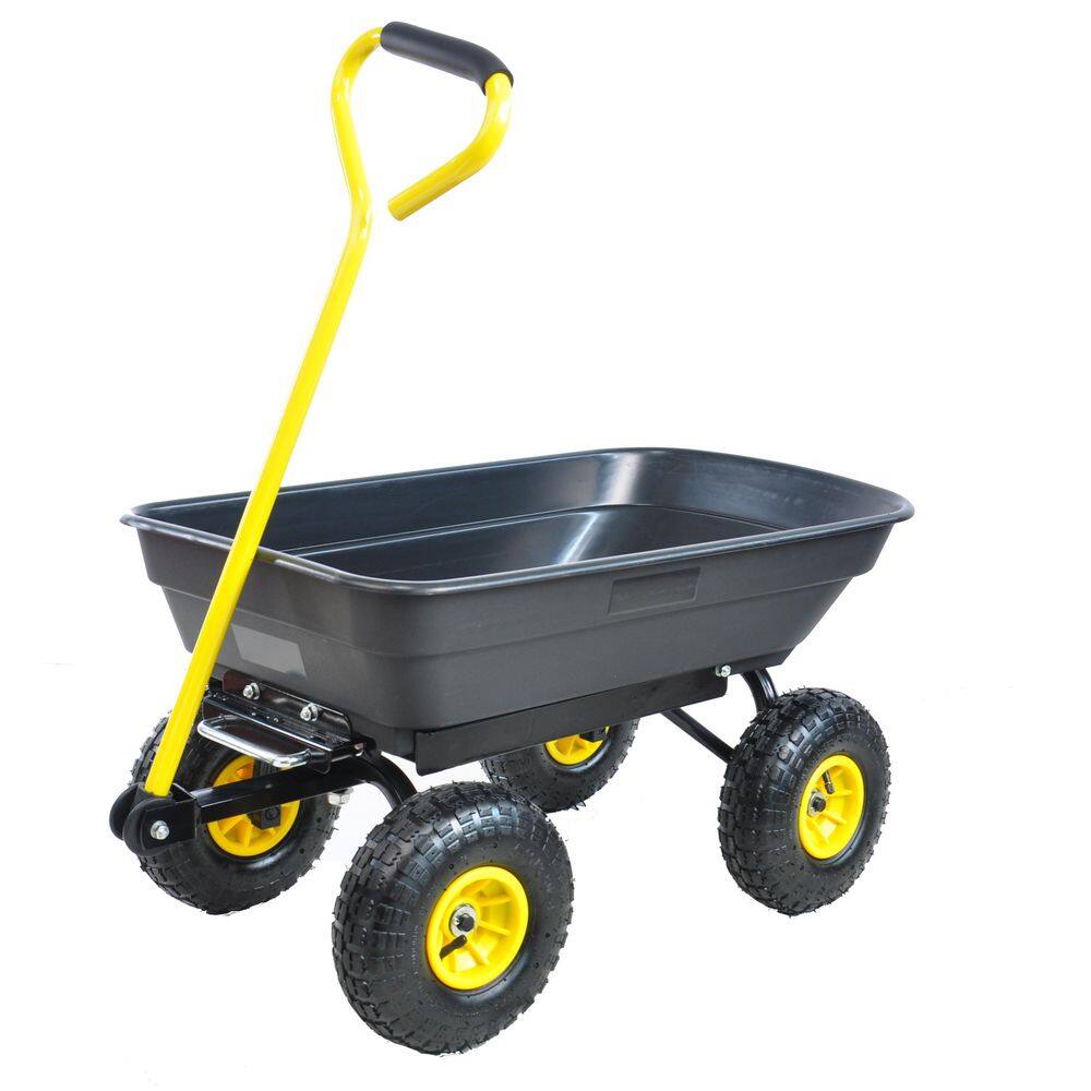 Tidoin 2.2 cu.ft. Metal Portable Cart in Black and Yellow QD-YDW2-303