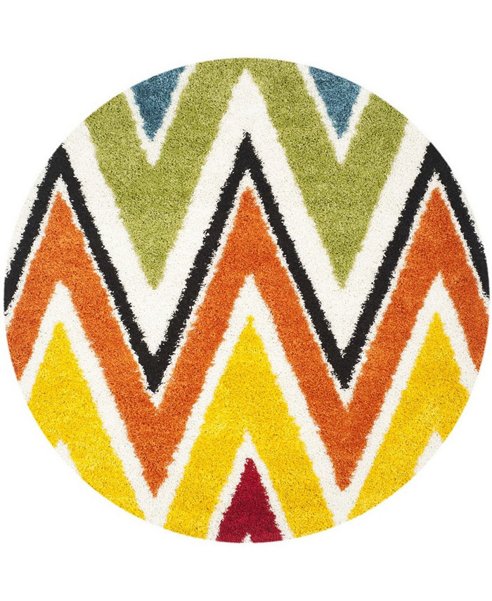 Safavieh Shag Kids SGK567 Ivory and Multi 67 x 67 Round Area Rug