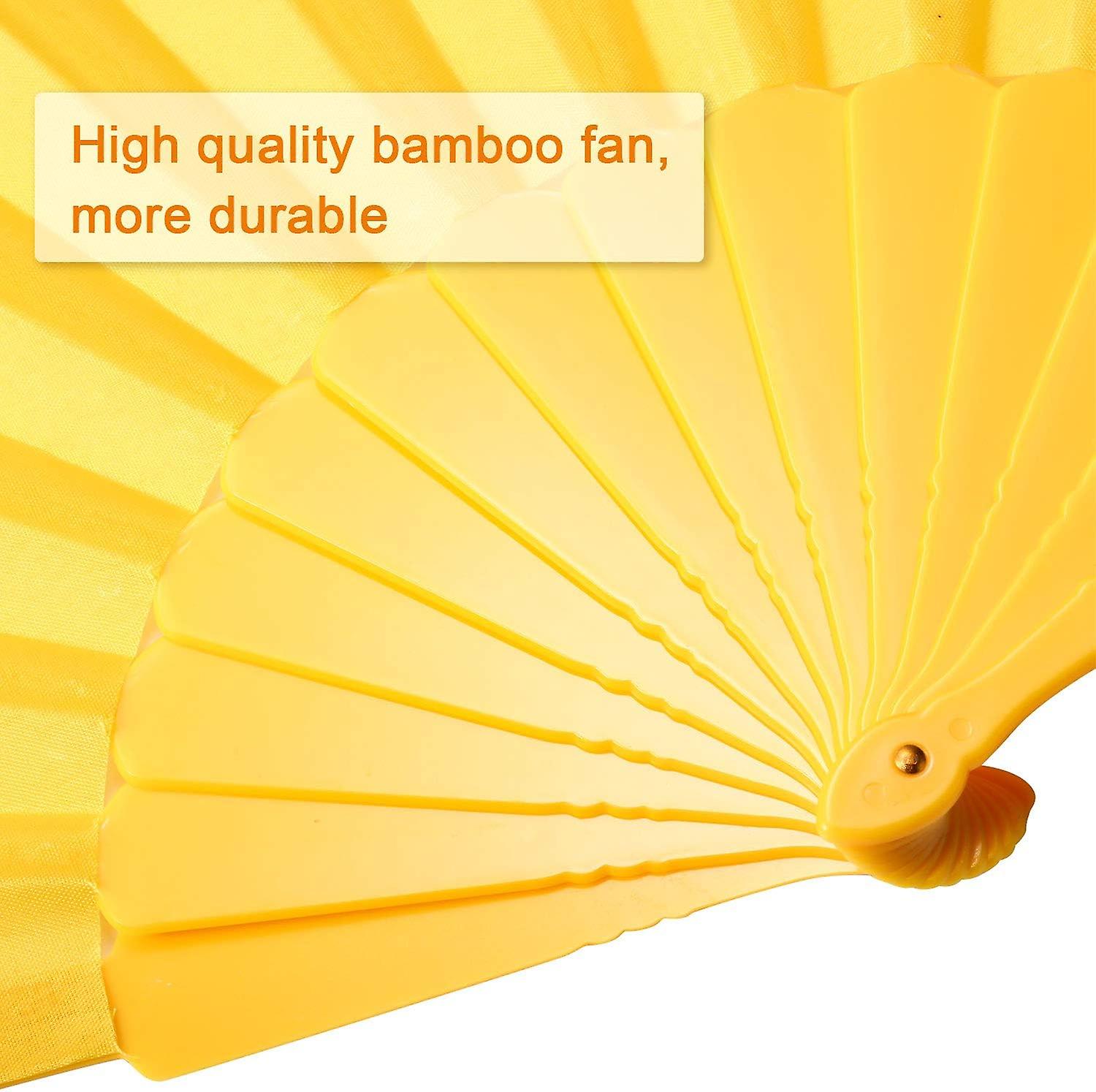 4 Pieces Handheld Folding Fan Chinese Fan Oriental Cloth Fabric Fan For Dancing， Party， Wedding Gifts， Diy Decoration， Home Decorations (yellow)