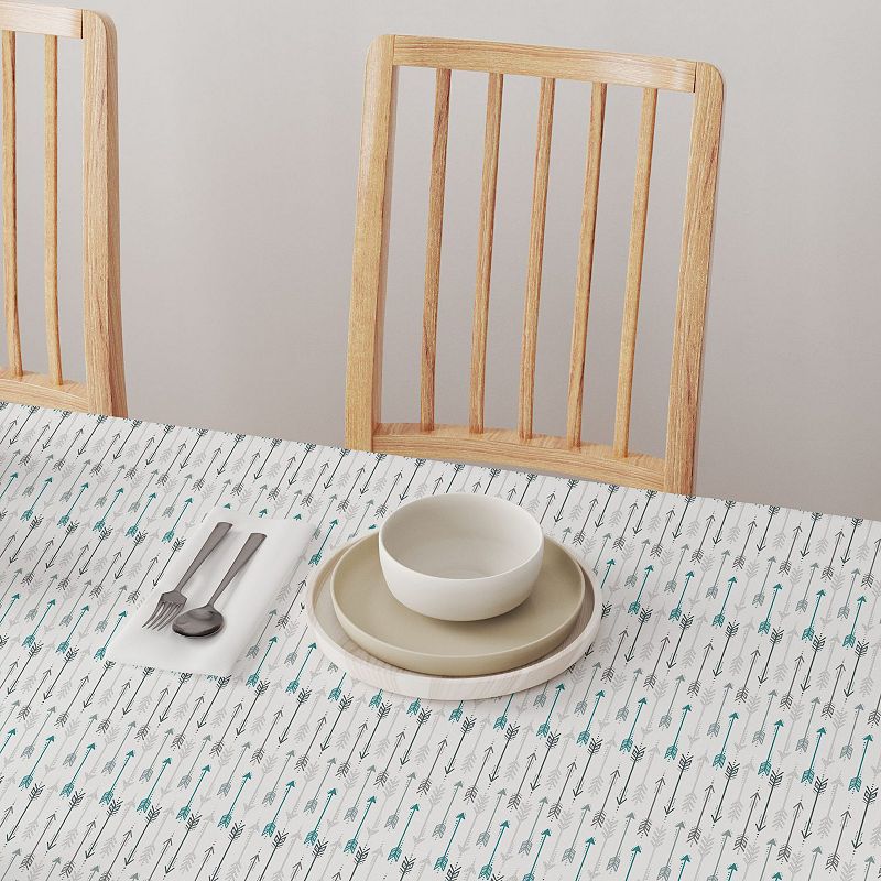 Square Tablecloth， 100% Polyester， 54x54， Grey and Blue Arrows