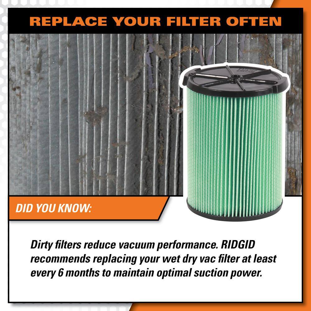 RIDGID 5-Layer HEPA Material Pleated Paper Filter for Most 5 Gallon and Larger RIDGID WetDry Shop Vacuums (4-Pack) VF6000F