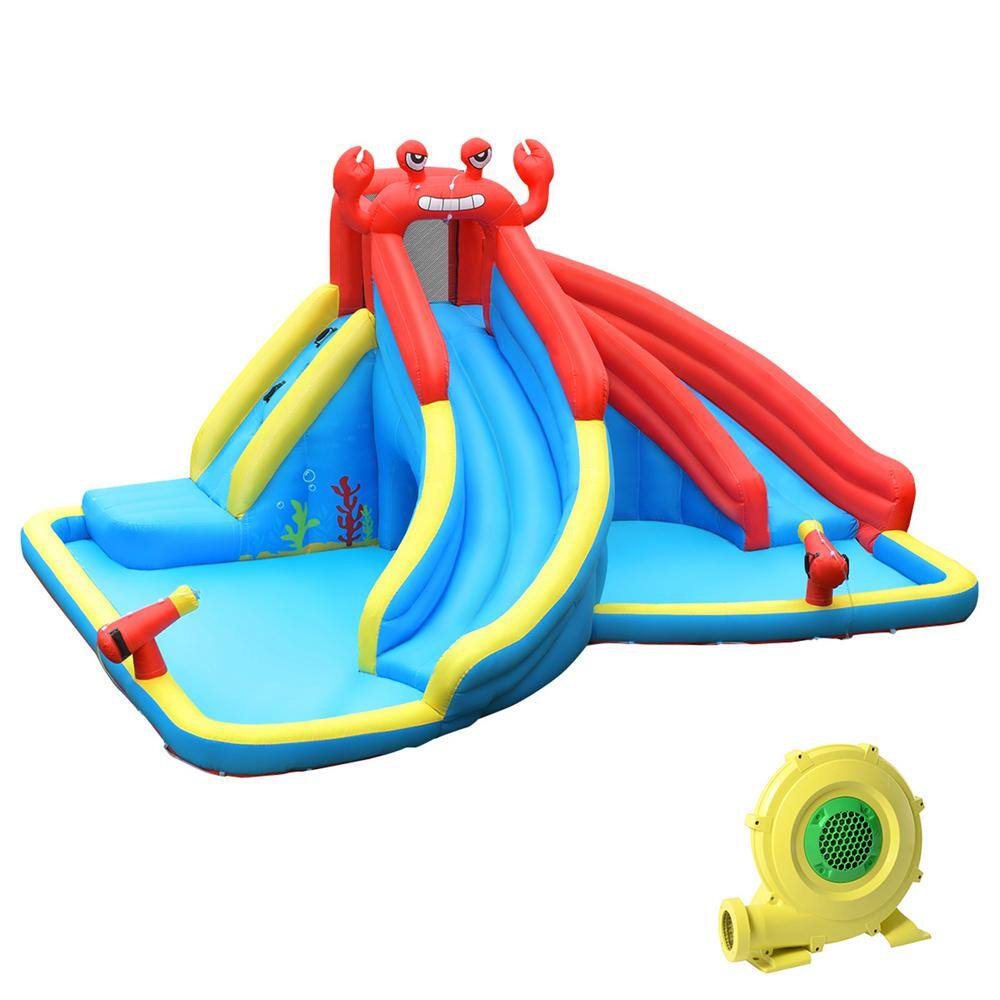 Gymax Inflatable Water Park Bounce House Crab with 2 Slides Climbing Wall Tunnel GYM05213