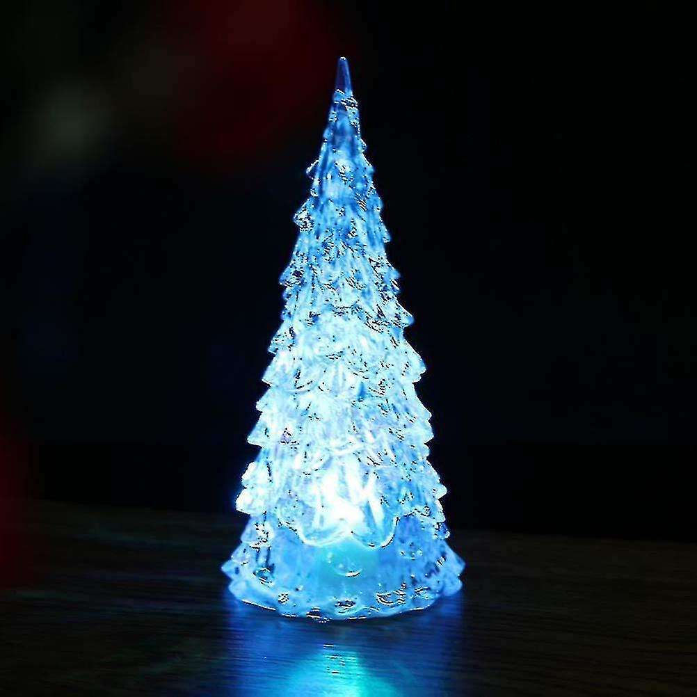 4pcs Led Lighted Christmas Tree Acrylic Colorful Glowing Festive Table Decor