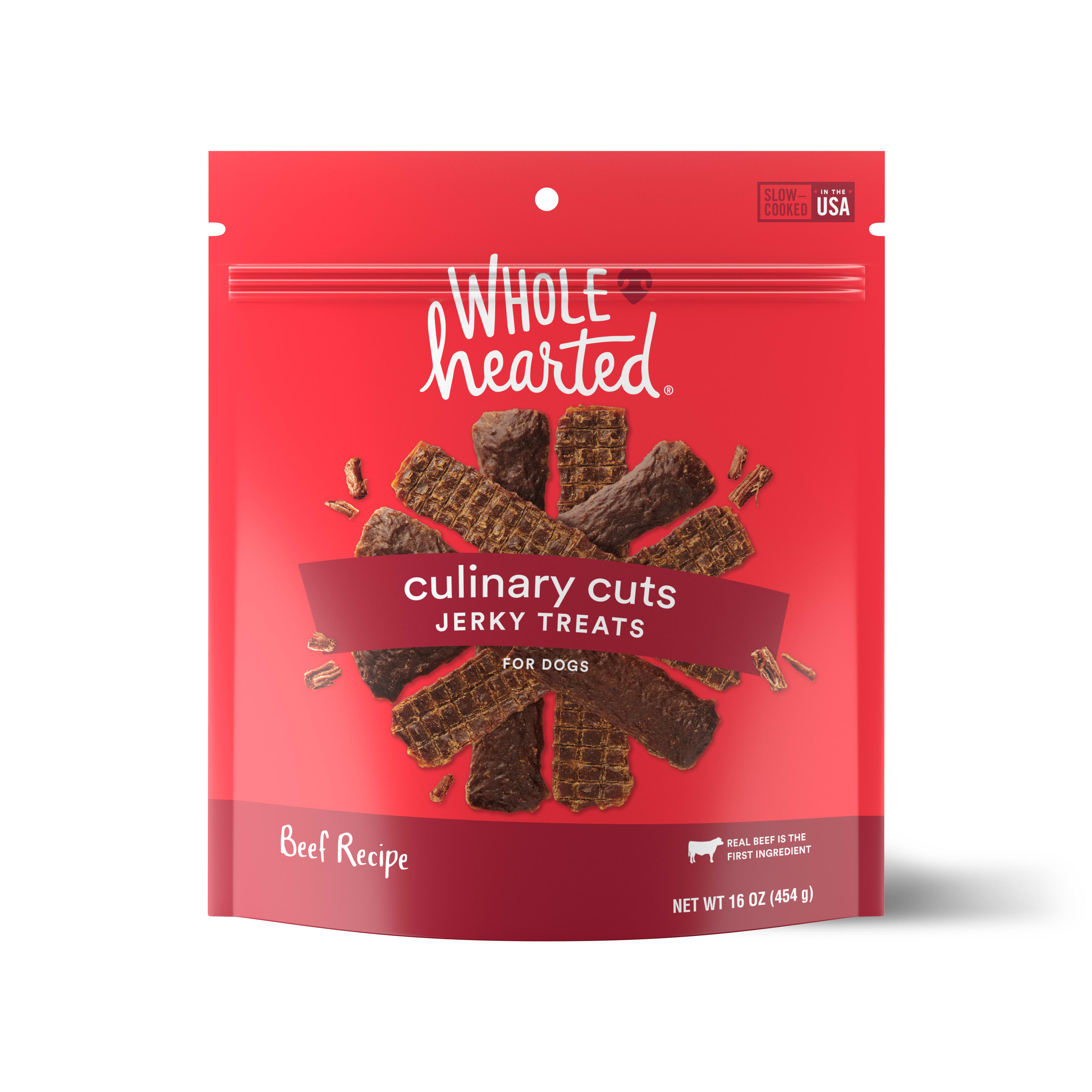 WholeHearted Culinary Cuts Beef Recipe Jerky Dog Treats， 16 oz.