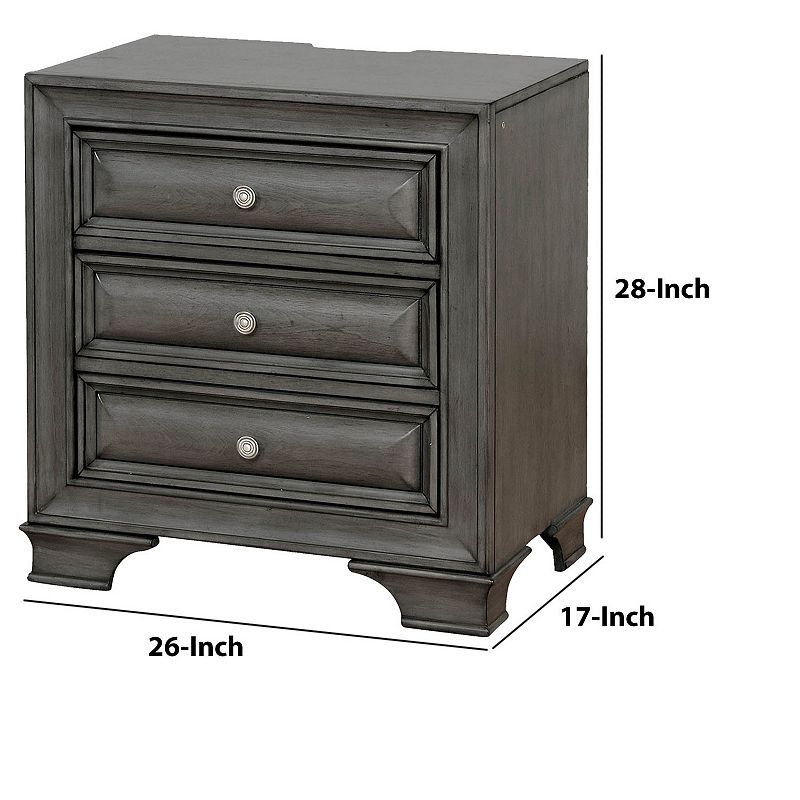 Transitional Wood Night Stand With Night Light， Gray