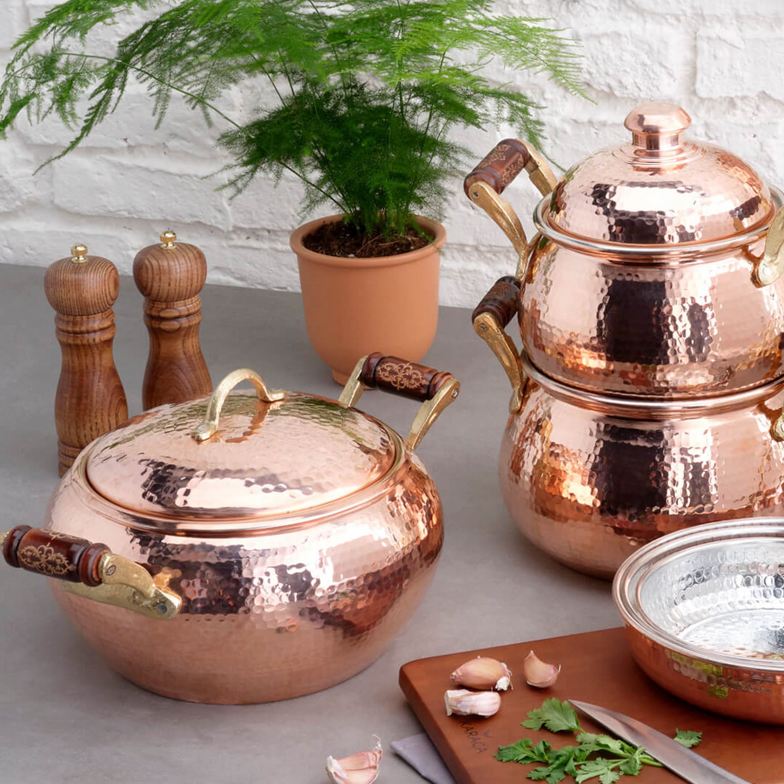 Karaca Nish Copper New Copper Teapot Set 153.03.07.9114