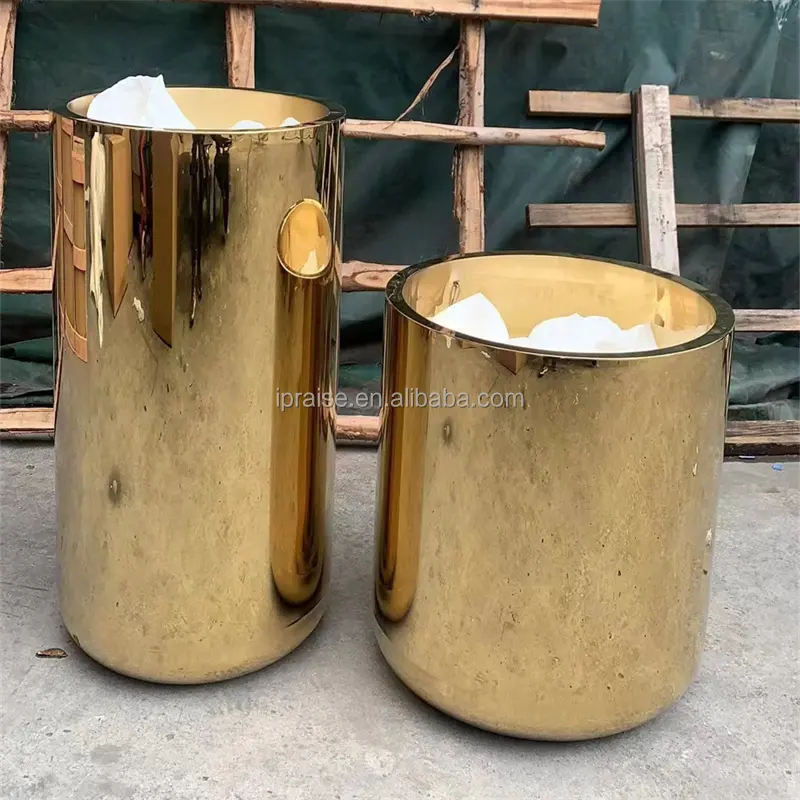 Outdoor garden supplies home decor plant vase / gold stainless steel flower pots/ planters for entrance