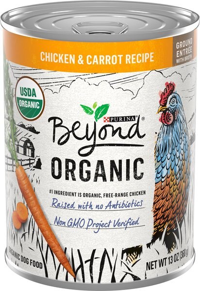 Purina Beyond Organic Chicken and Carrot Recipe Wet Dog Food， 13-oz can， case of 12