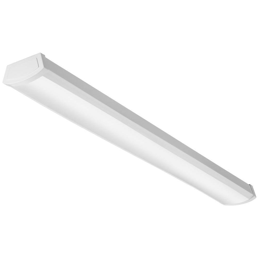 Lithonia Lighting Contractor Select FMLWL 4 ft. 4600 Lumens Integrated LED Dimmable White Low Profile Wraparound Light 4000K FMLWL 48 840 ZT MVOLT