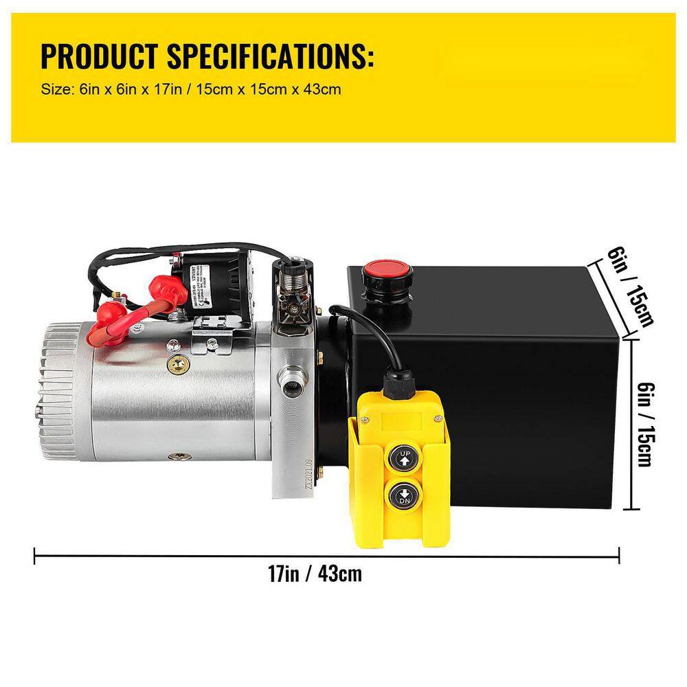 VEVOR 12-Volt DC 4 qt. Hydraulic Power Unit Single Acting Hydraulic Pump Dump Truck Hydraulic Pump Hydraulic Pump Dump Trailer 4LCZYYBTXDZY00001V0