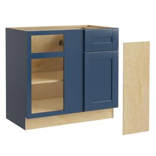 Contractor Express Cabinets Arlington Vessel Blue Shaker Stock Assembled Plywood Base Kitchen Cabinet Blind Corner Left 36 in. x 34.5 in. x 24 in. BBCU42L-XVB