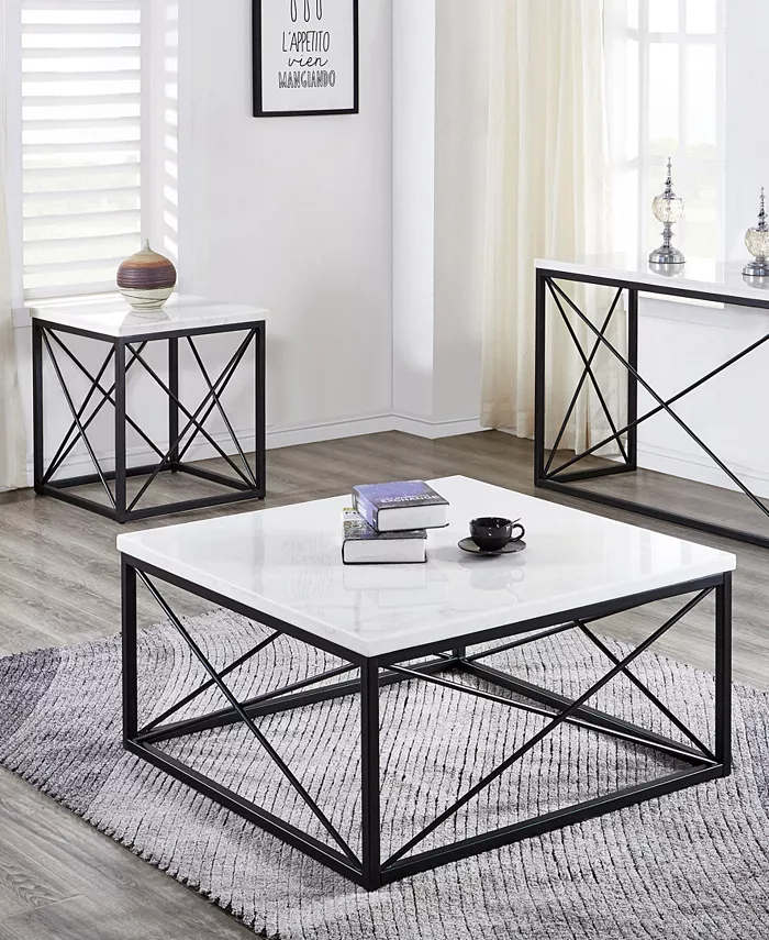 Steve Silver Skyler 22 Square Marble and Metal End Table