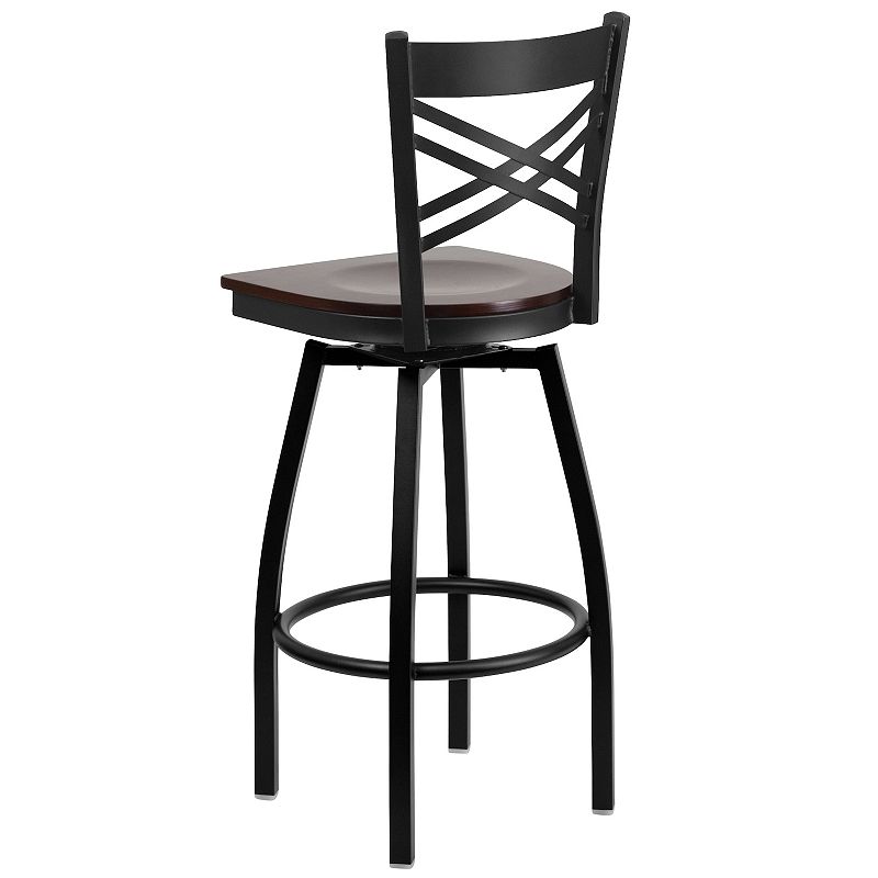 Flash Furniture Hercules Series Black ''X'' Back Swivel Metal Barstool