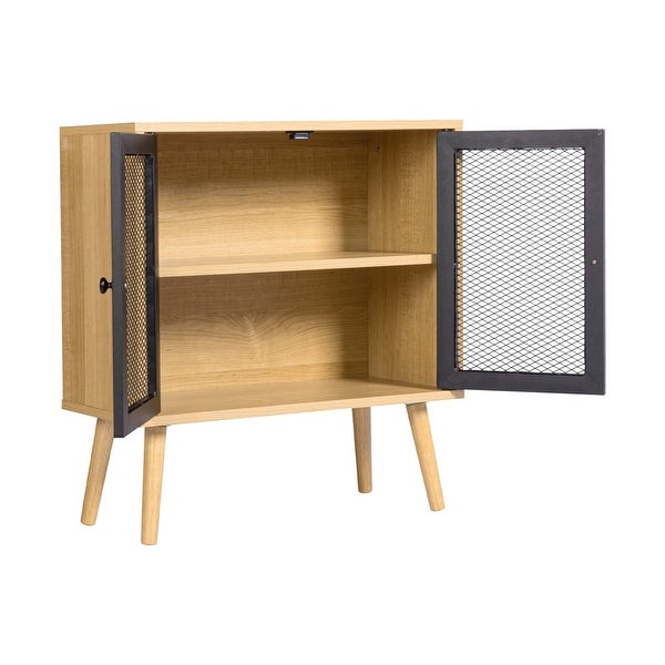 Simple Retro Storage Cabinet，2-Layer Sideboard with Iron Door