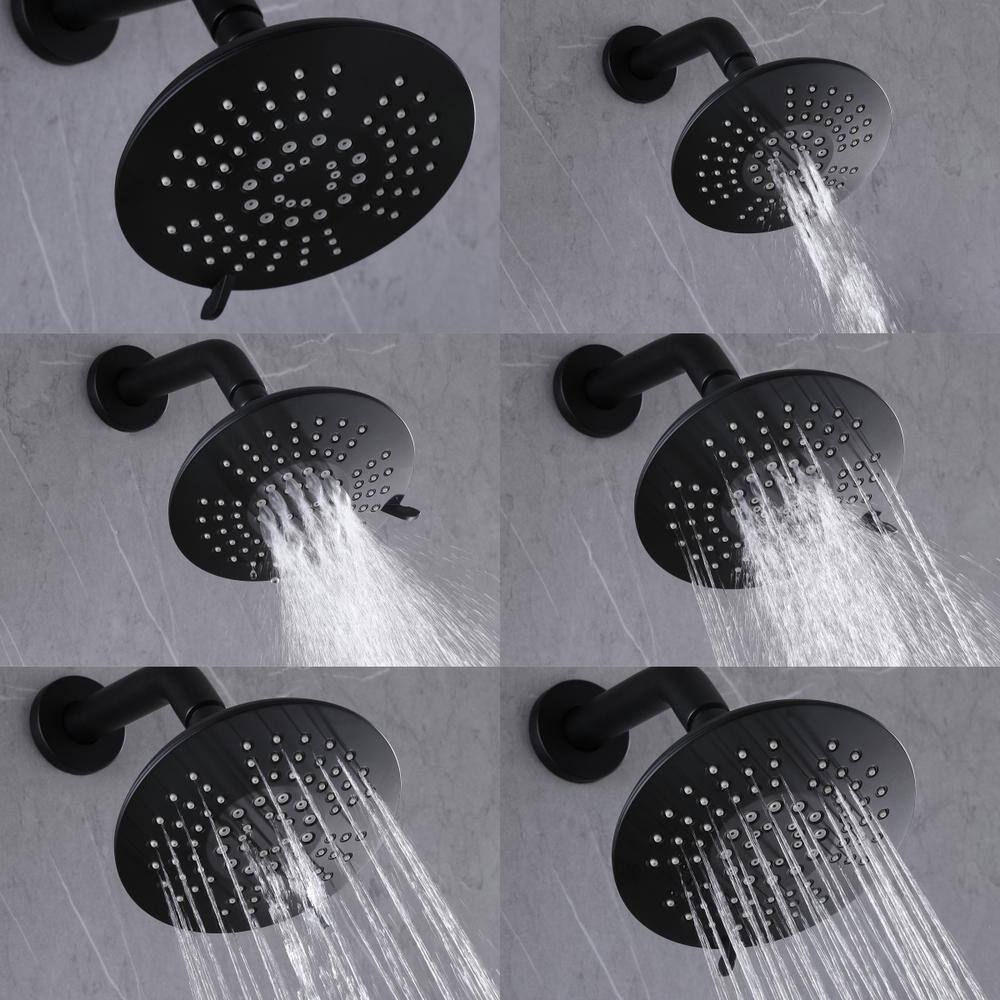 Boyel Living 2-Spray Patterns 6 in. Round Shower Head Wall Mount Dual Shower Heads with Handheld Shower in Black BLTF0265-BL