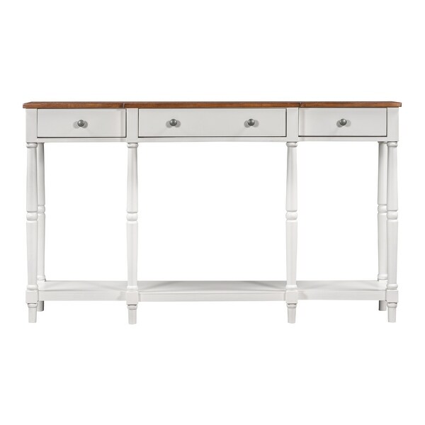 Solid Wood Console Table， Classic Entryway Table With Storage Shelf And Drawer For Home