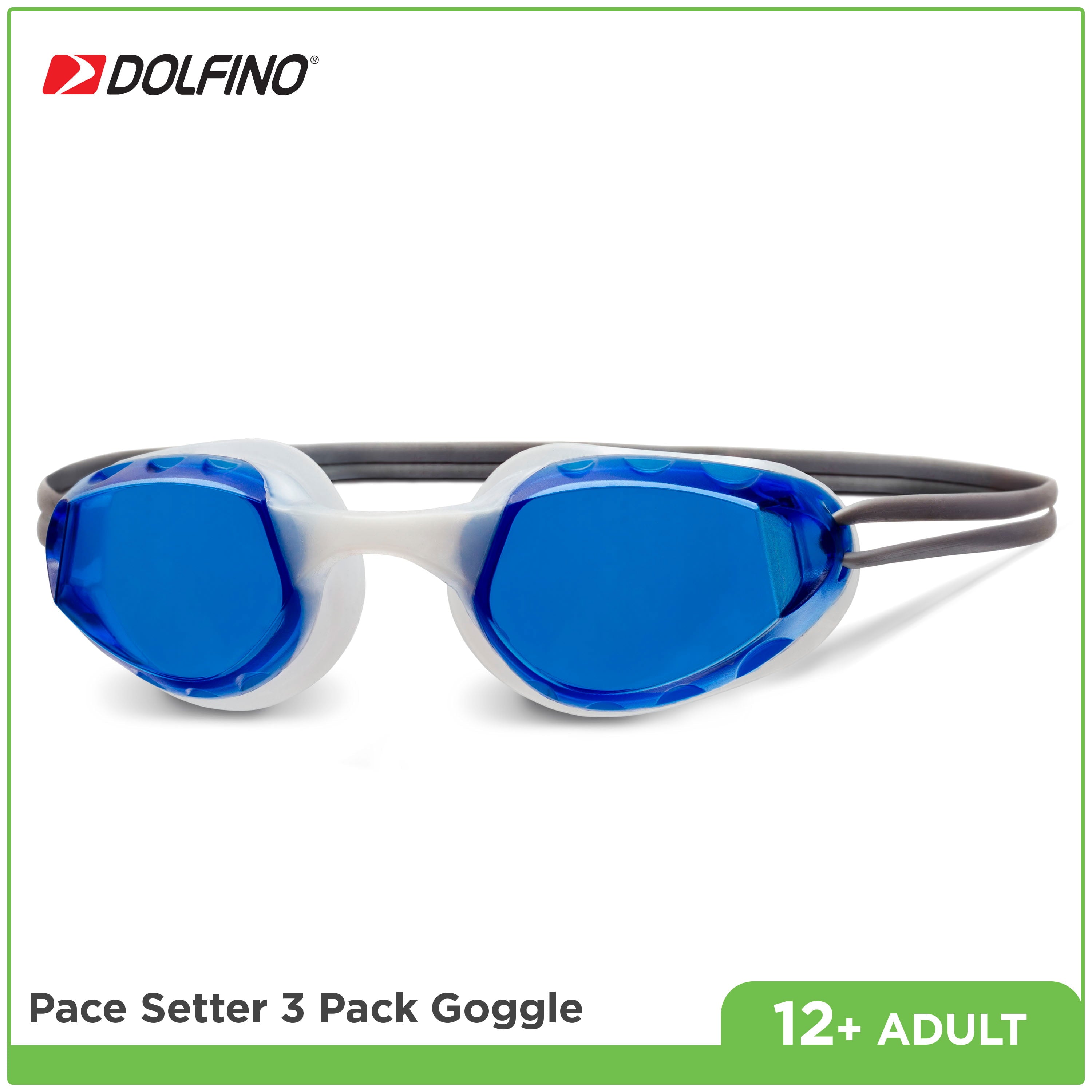 Dolfino Recreational Swim Pacesetter Adult Swim Goggle (3 Pack)