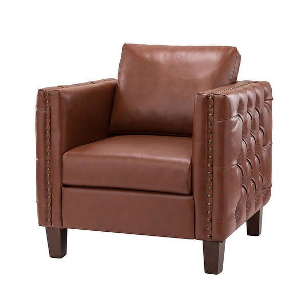 Pr Comfy Upholstered Club Chair with Nailhead Trim by HULALA HOME