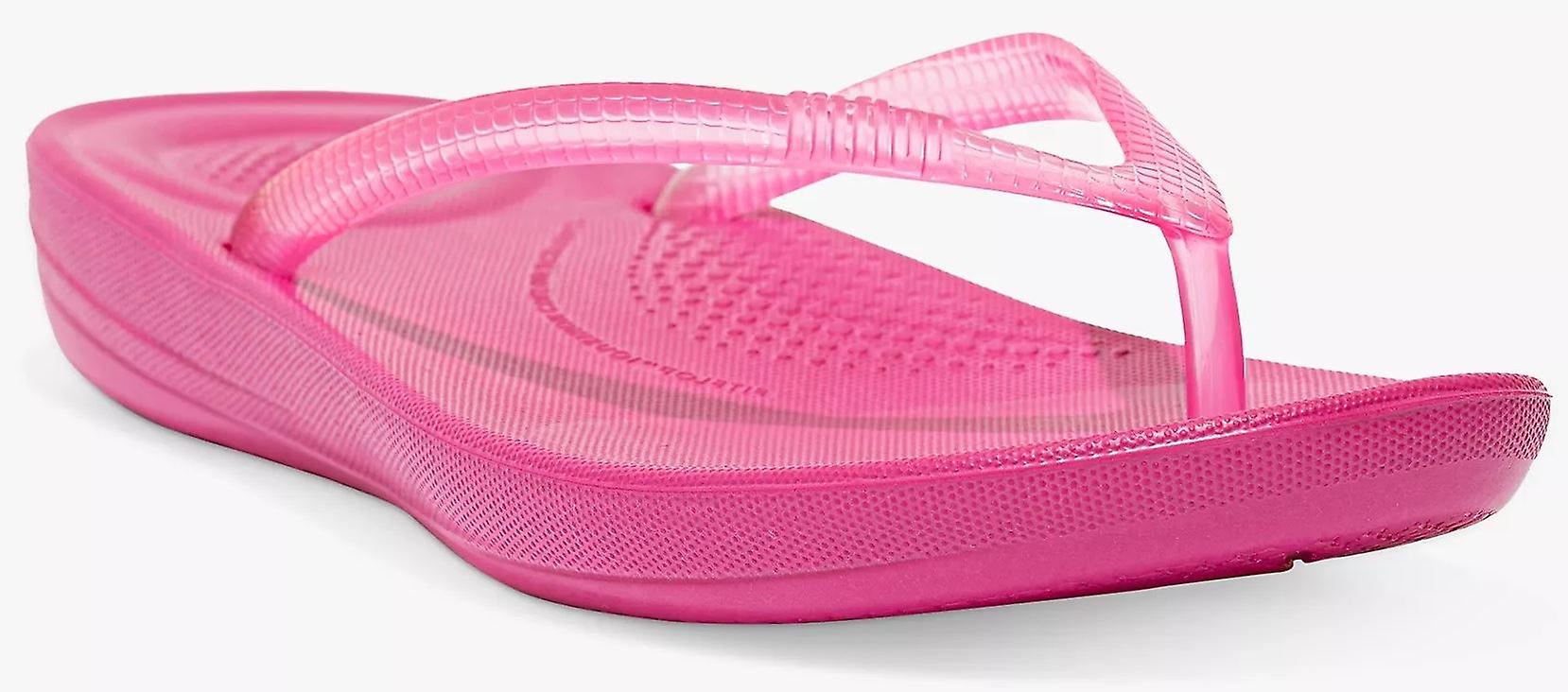 Fitflop iQushion Transperent Fuchsia Rose Womens Beach Flip Flops