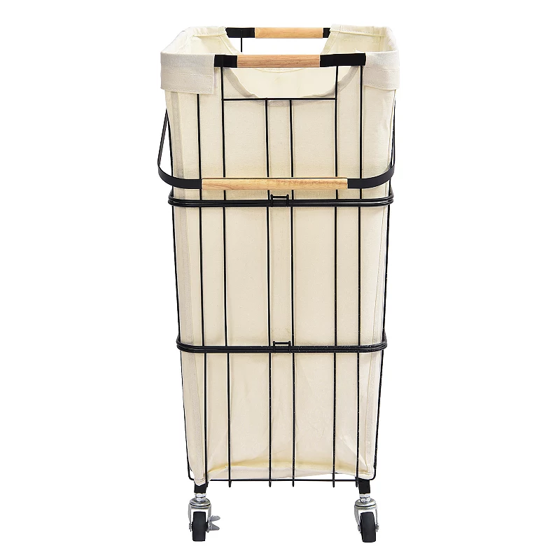 Oceanstar Mobile Rolling Storage Laundry Basket Cart with Handle